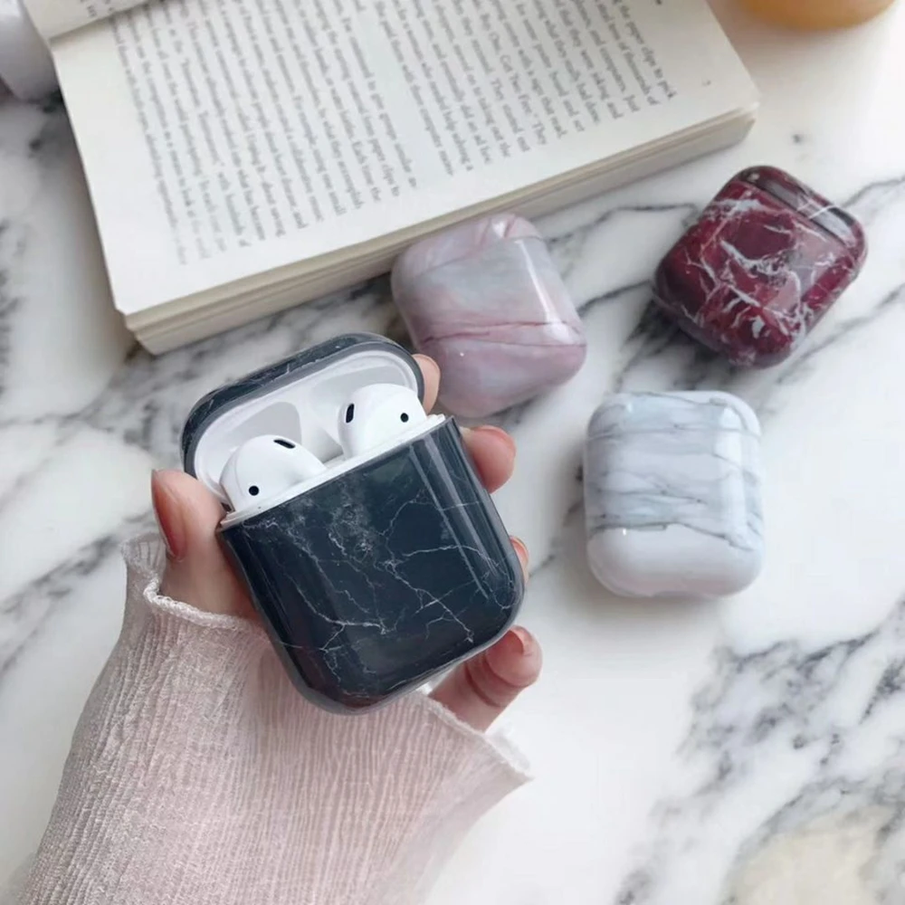 

2019 New Marble for Airpods Charging Case Anti-lost TPU Waterproof Cover Full Protective Wireless Earphone Carrying Bag