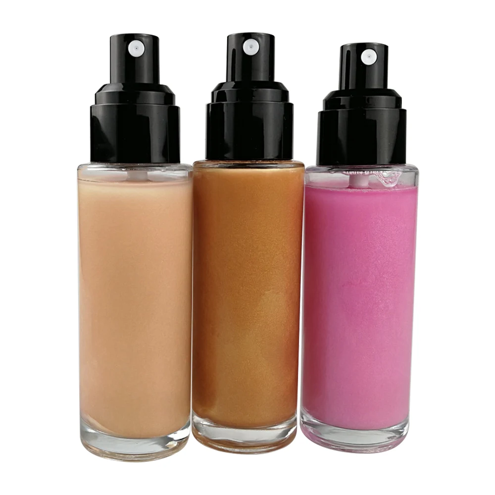 

Hot selling 3 colors highlighter spray gold shimmer pink private label body highlighter spray