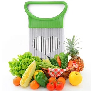 Image of New Tomato Onion Vegetables Slicer Cutting Aid Guide Slicing Cutter Safe Fork Stainless Steel Onion Holder