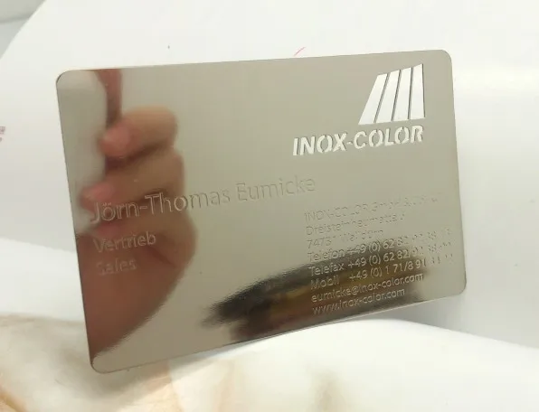 
High quality PVC plastic Mirror Business Card with full color logo printing 