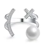 2019 Light luxury 925 silver smiling face pearl ring open ring valentine's day couples Korean edition ring