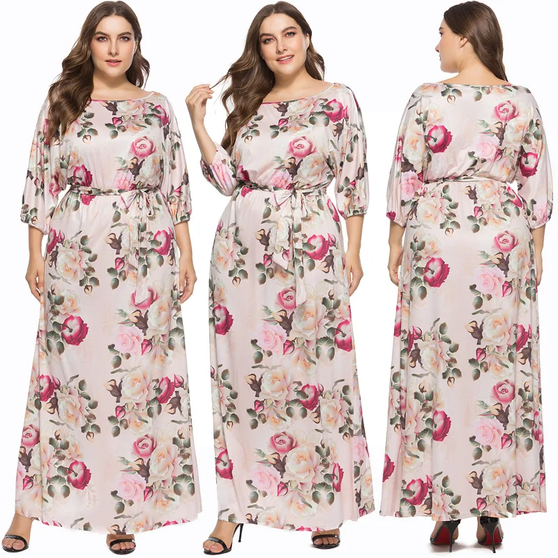 

Big Size 4XL Fat MM Woman Dress Spring Loose Printing Long Dresses Plus Size Women dress, Mixed/customize