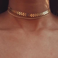 

Multi Arrow choker Necklace Women Two Layers Necklaces Fishbone Airplane Necklace Flat Chain Chocker On Neck Jewelry