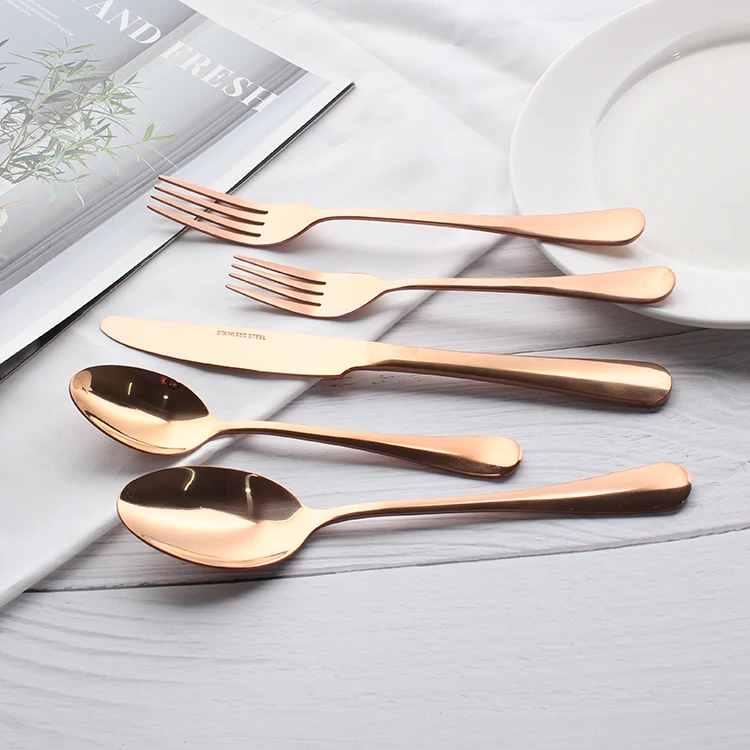 High Grade Stainless Steel  Tableware Gift Items Flatware Spoons Knives and Forks Rose Gold Plated cutlery