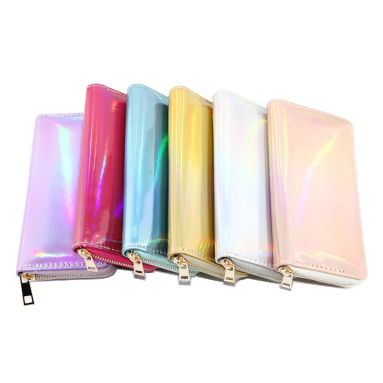

Women's Hologram Zipper Around Pu Leather Clutch Purse fashion Wallet