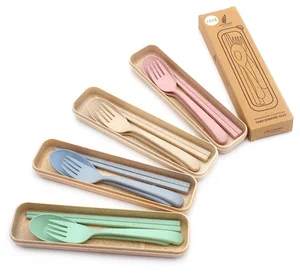 Image of Sustainable eco friendly compostable product wheat fiber biodegradable tableware