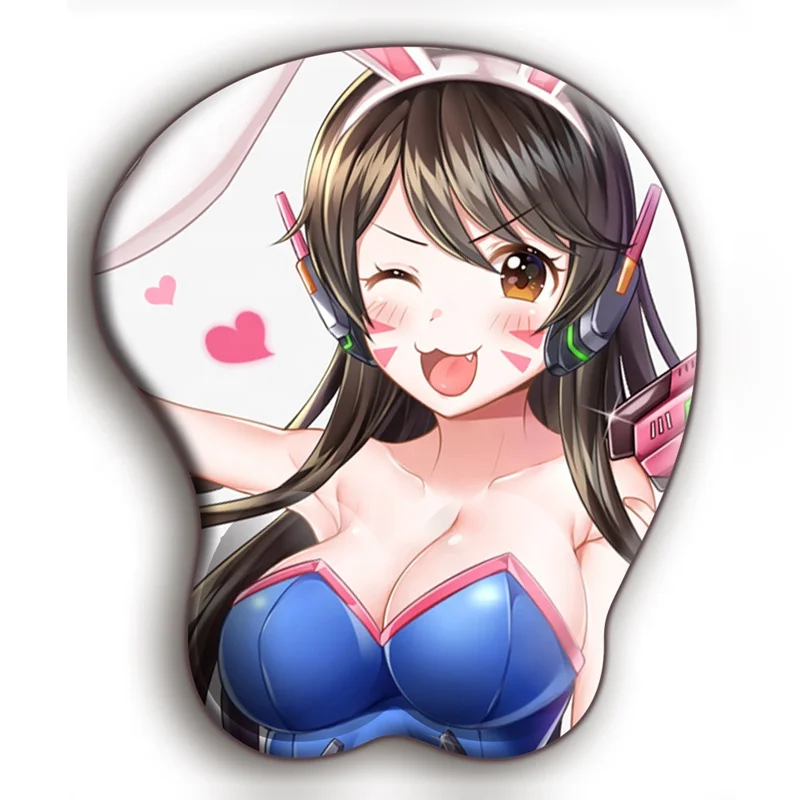 

High quality 3d cartoon cloth wrist silicone gel mousepad custom oppai mouse pad