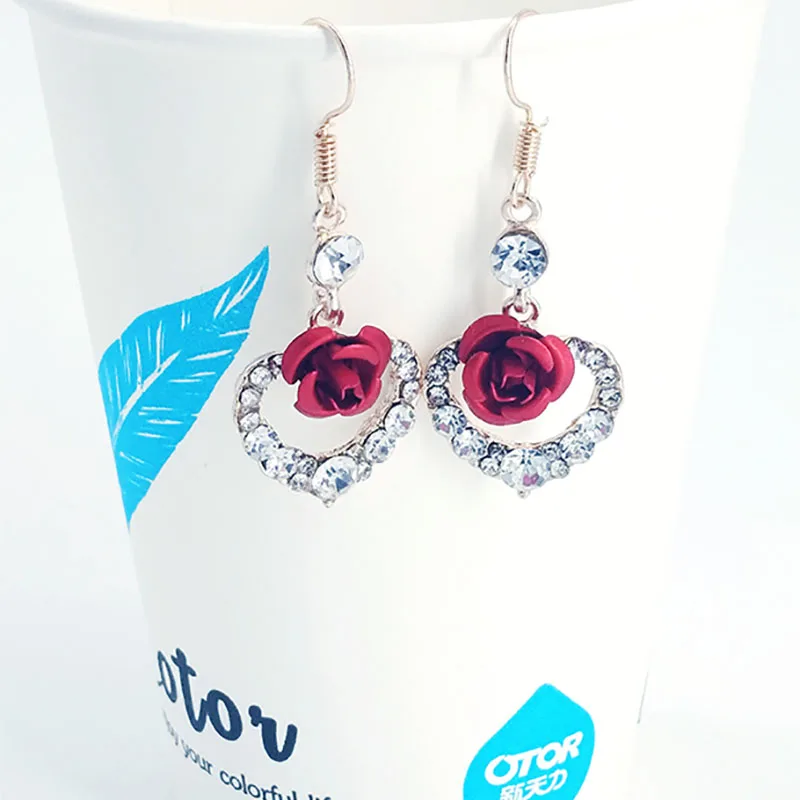 

Lucky you Rose Flower Women Earrings, Red