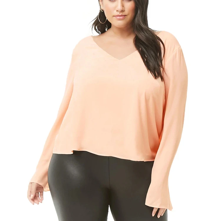 

Fashion Lace-up Bell Sleeve Women Shirt Customized Plain plus size shirts & blouses, Customized color