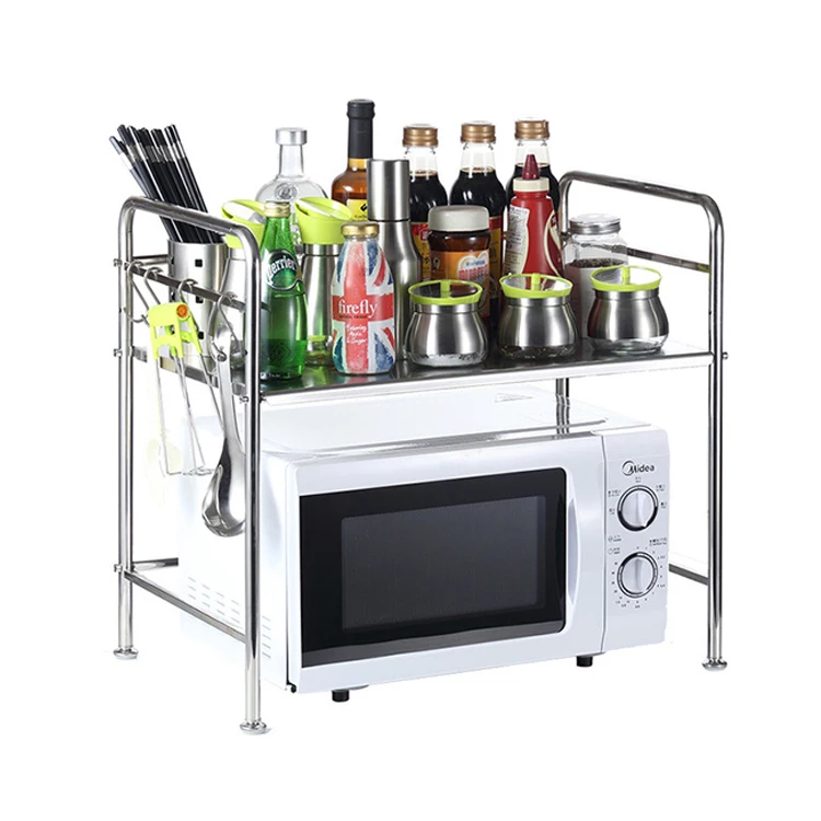 

single tier kitchen storage rack microwave shelves, Silver