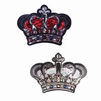 

Large Crown Patch Badge Cartoon Sequin Patches Iron On Sewing Patches For Clothes Stickers Shirt Back Patch Fabric P639-1