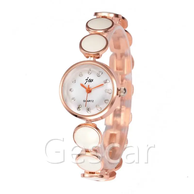 

fashion jw bracelet girls watch diamond dial round crystal band wrist watch charming mini ladies quartz watch, Rose gold