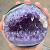 Wholesale Natural Smiling Face Quartz Amethyst Crystal Geode Balls For Decoration