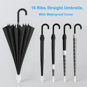 Image of 16ribs stock straight umbrella with waterproof plastic cover