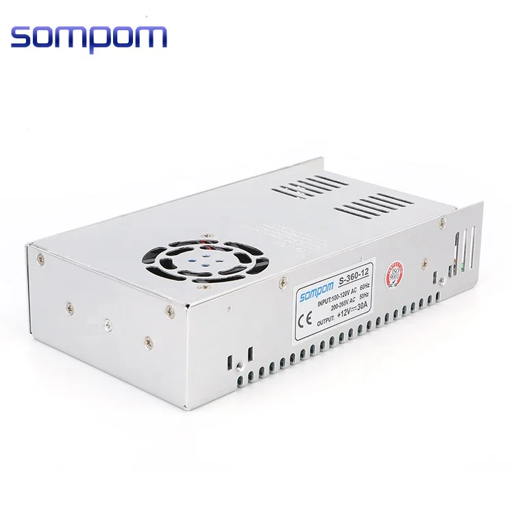 Sompom Factory Price 12V 30A Power Supply 360W Industrial Switching Power Strip Power Supply CE ROHS FCC ISO9001