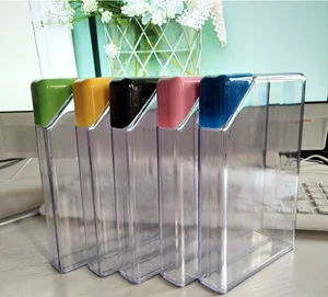 Image of 450ml BPA-free sports notebook shape leakproof Flat a4 a5 a6 size square Water Bottle plastic