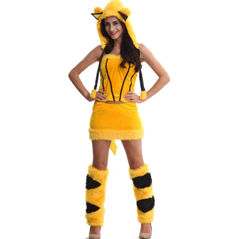 Pokemon pikachu trajes feminino cosplay sexy dia das bruxas adulto  desempenho traje fantasia vestido bar clubwear