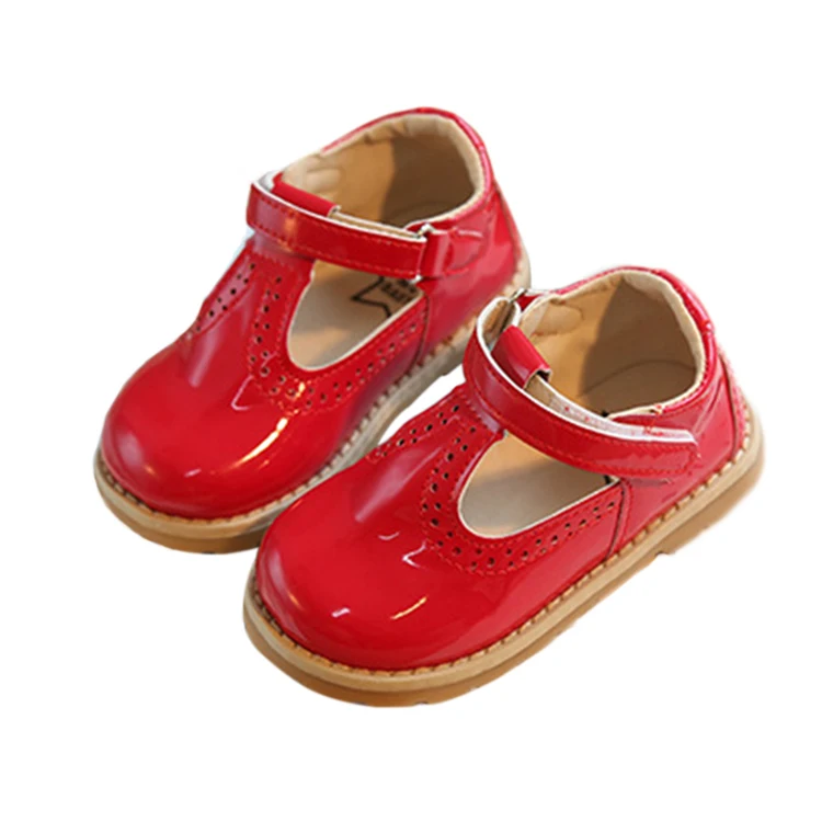 

Wholesale factory leather mary jane girl shoes, Red/black/pink