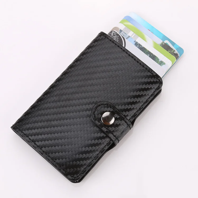 

Custom logo leather Aluminum alloy rfid carbon fiber wallet