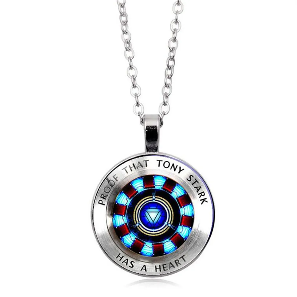

New hot iron man heart glass round pendant gift jewelry necklace