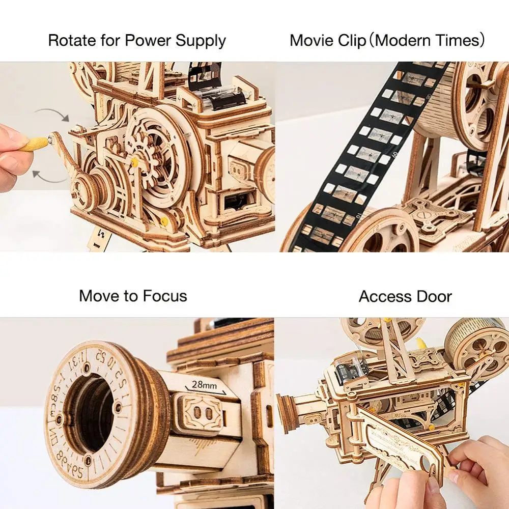 
ROKR Educational Classic Film Projector 3D wooden Puzzle Vitascope 
