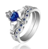 925 Sterling Silver Claddagh Ring Bridal Rings Set represents love, loyalty and friendship