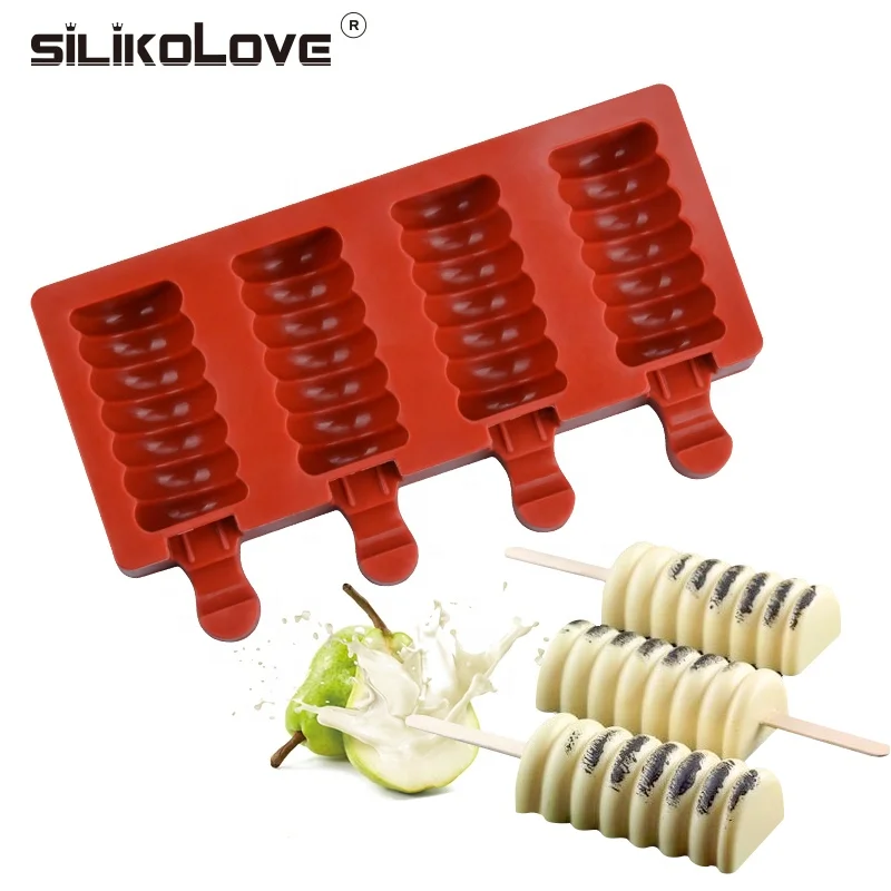 

SILIKOLOVE Ice Cream Molds Ice Moulds Freezer Creamy Ice Bar Molds Juice Popsicle Homemade Food Grade Silicone Eco-friendly LFGB, As picture or as your request