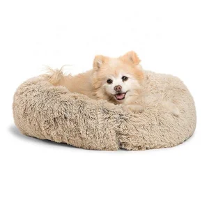 Image of New Design Luxury Orthopedic Faux Fur Cushy Funny Foldable Donut Pet Bed Dog