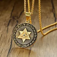 

Men's Eye of Providence Pendant in Golden Star of David Stainless Steel Wicca Amulet Talisman Necklace 24 Inch