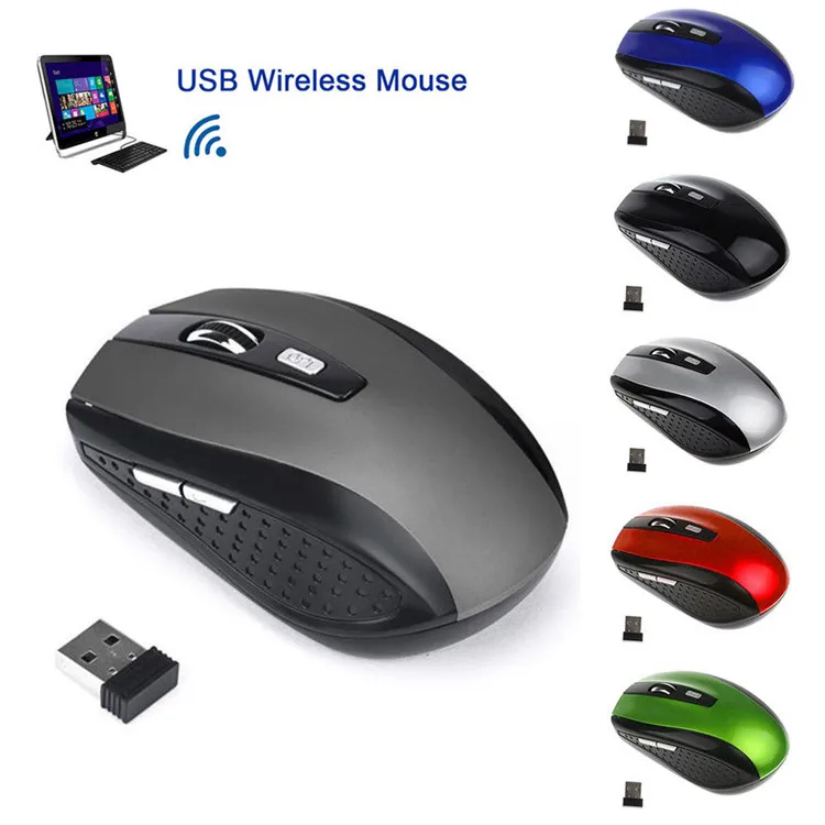 

New 2.4GHz Portable Wireless Mouse Cordless Optical Game Mice With USB Receiver, Black;silver;blue