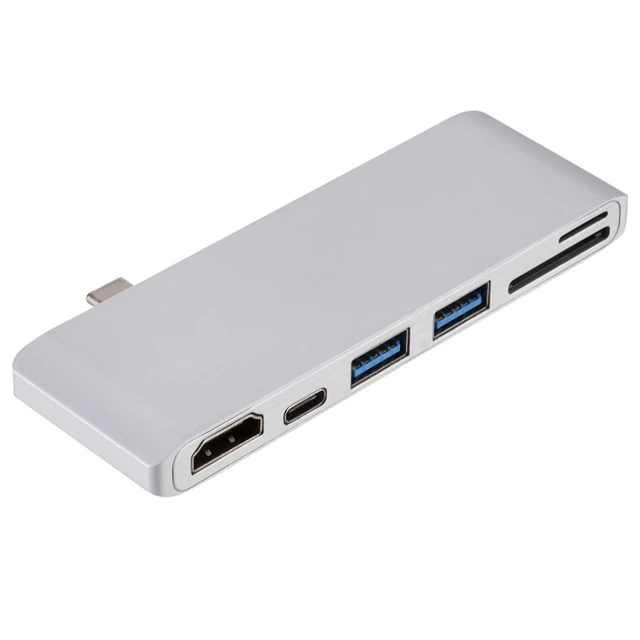 

High Speed 6 in 1 Aluminum 6 port USB Type C Hub Combo HDMI Multi Ports TF SD Card Reader PD Charging USB 3.0 Hub 4K Port, Silver;black