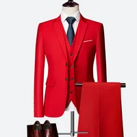 

wholesale Classic Men's Suit coat+Pants+Vest Customized Business Leisure Two button blazer 3 pieces suits set for men