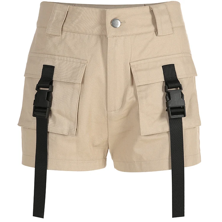

New fashion bag buckle tooling short female straight shorts with belt, As picture