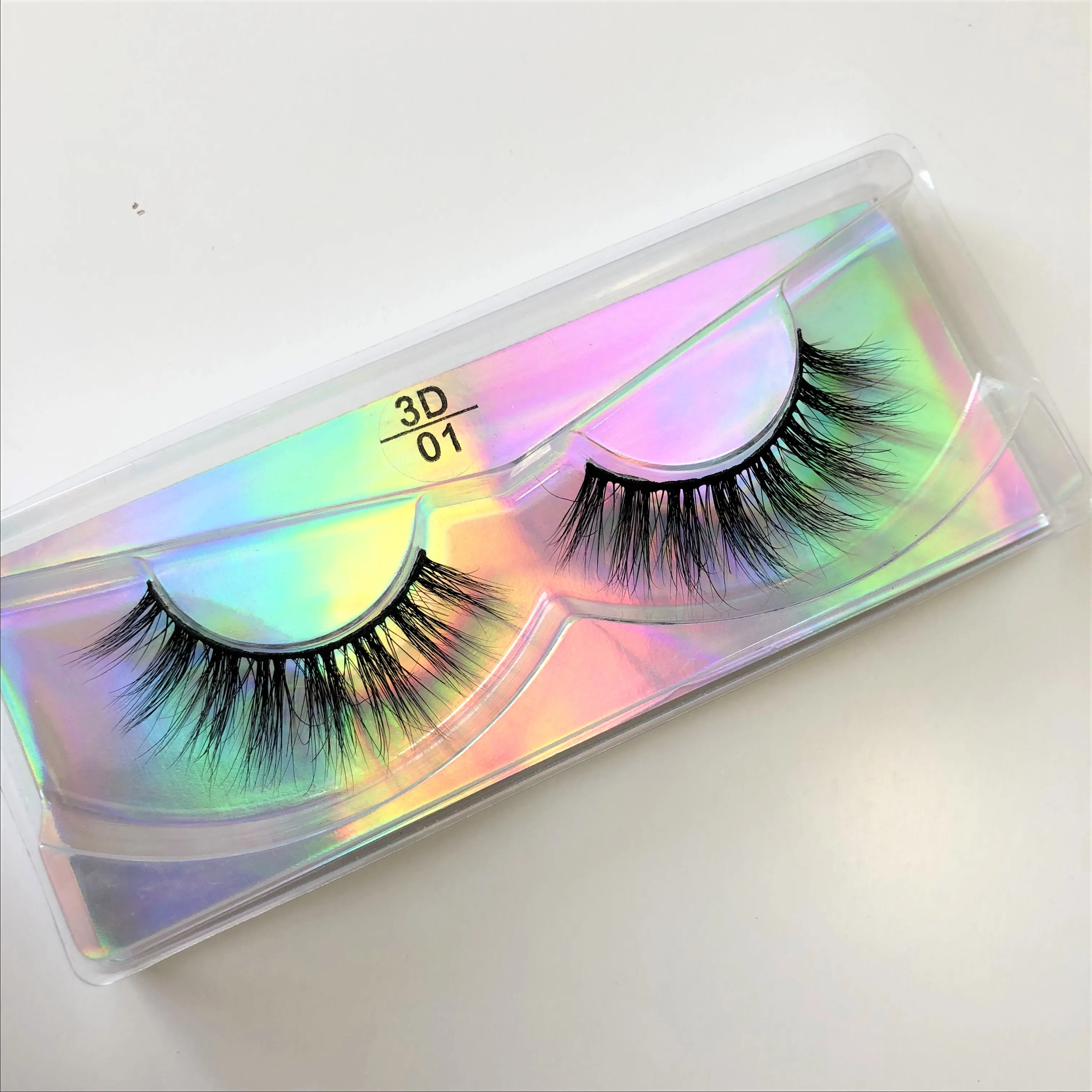 

Private label eyelash MINK LASHES 100% Siberia fur MINK EYELASH with holographic eyelash packaging, Black