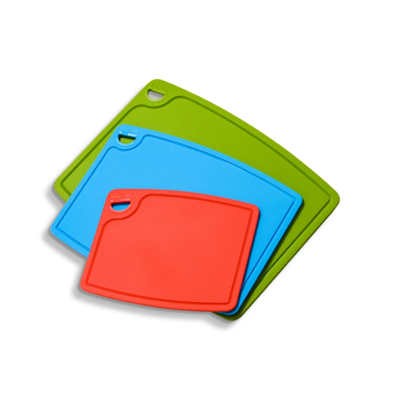 

-Liflicon Home Kitchen Use Healthy Flexible Cutting Board Mats With Food Grade Silicone Nonslip 3 Sizes Including large, Blue, orange, green, yellow, red
