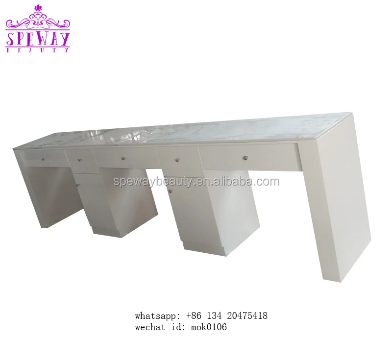 
New European Morden white nail bar table for customized 