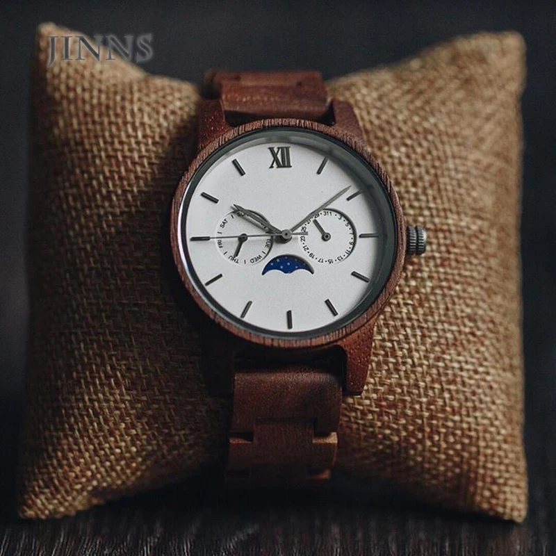 

Mens luxury wood face bamboo wood watch, Natural wood color