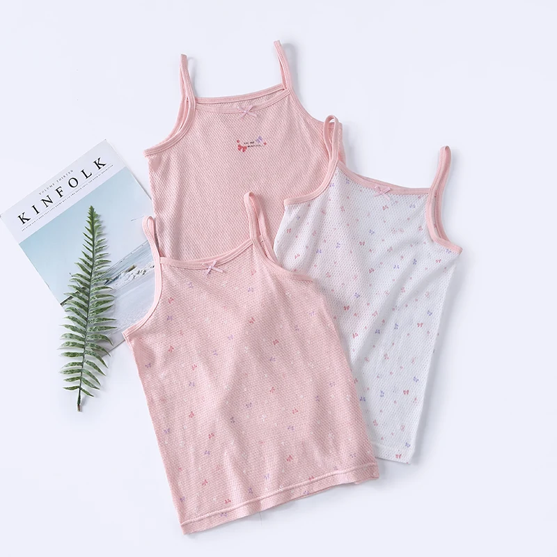 

3 Pack Chic Girls Tank Top Breathable Mesh Waistcoat Summer Girls Camisole Baby Girls Vest, Pink, light purple.