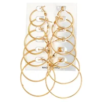 

6 pairs minimalist 14k gold jewelry wholesale fashion hoop earrings set Big Hoop Women Round Circle Earrings
