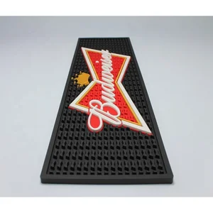 Image of Custom Promotional Design Personalized Non Slip Printing Big Soft PVC Silicone Rubber Spill Beer Bar Runner Mat with Logos