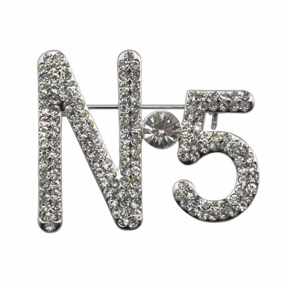 

fashional jewelry silver gold N5 diamond brooch