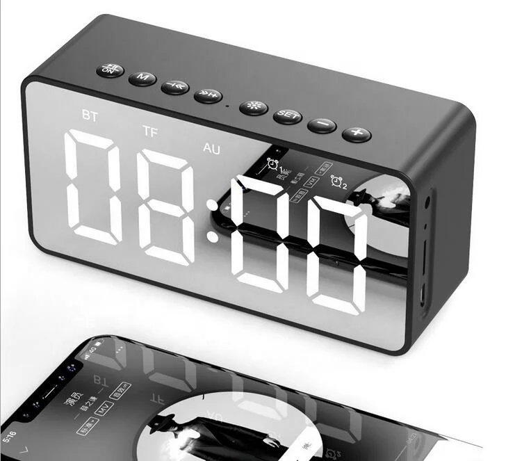 

Multifunction Alarm Clock Bluetooths Speaker with mirror for promotional