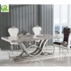 New model customized stainless steel furniture marble dining table
