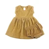 Korean Fashion Kids Clothing Sets Wholesale Plain Dyed Ruffles Dresses With Bloomer Girls Sets