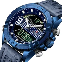 

NAVIFORCE 9146 Watch Men Luxury Leather Waterproof Watches Men Wrist Digital Quartz Dual Display Wristwatches Relogio Masculino