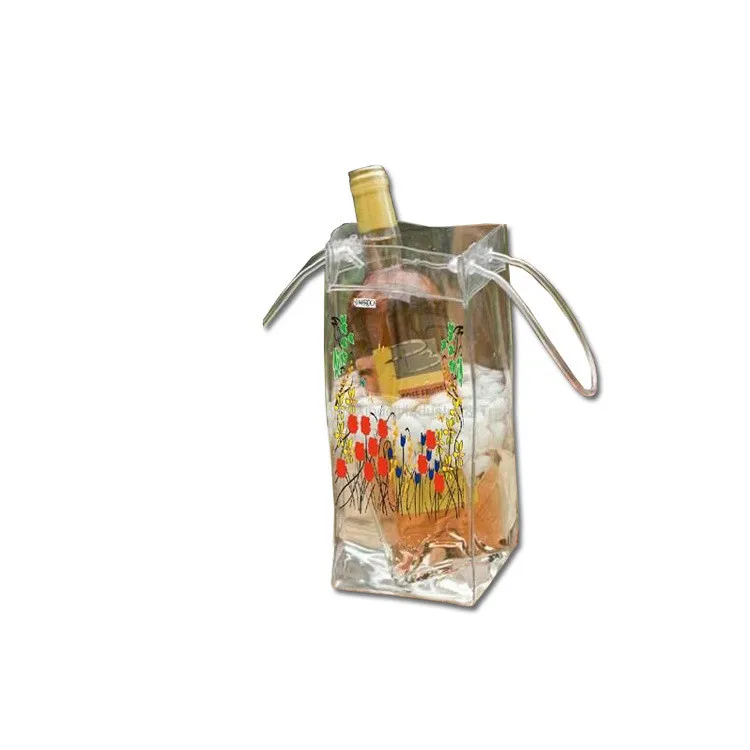 

Factory direct sale eco friendly clear pvc wine gift bag custom logo promotional wine cooler bag, Custom made