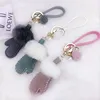 Creative lovely lamb wool gloves car keychains Cute Mini gloves key chains bags accessories and ropes