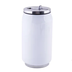 Image of 12oz Double insulated stainless steel water bottle vacuum can shape cola bottle with straw
