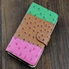 Book shaped design perforated camel leather cell phone case for samsung galaxy note 2.