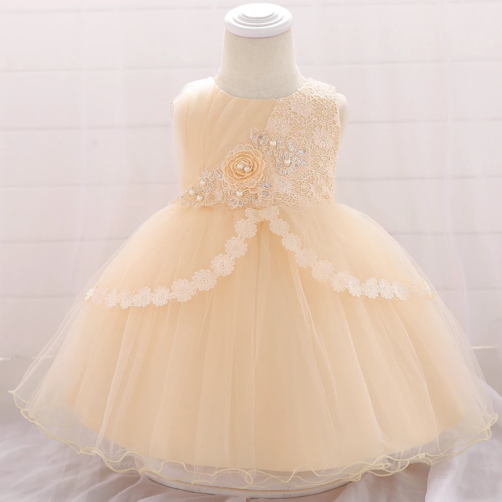 

Hot Selling Baby Newborn Baptism Dress Kids Party Frock For One Year Old Birthday Girl New Fashion Clothing L1903XZ, Red.pink.light purple.champagne